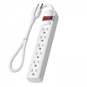 ETL Approved Cheap Price White Color Residential US Standard 125V 15A 6 Outlets Surge Protector Power Strip