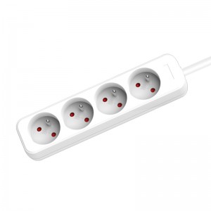 Golden Manufacture French White Standard 4 Ways 3680W PP Material Power Strip