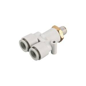 SNS KQ2X Series one touch 3 way Y type tee male thread air hose tube connector plastic pneumatic quick fitting