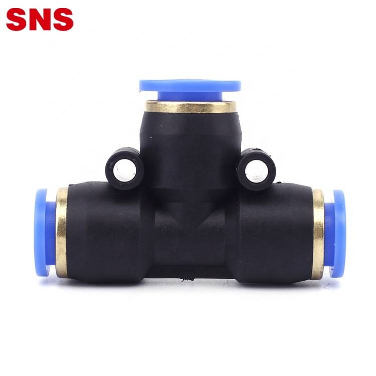 SNS SPE-1/4 1/4" Tube OD Union Tee Type Plastic Push to Quick Connect Tube Pneumatic Fitting of 10 PCS