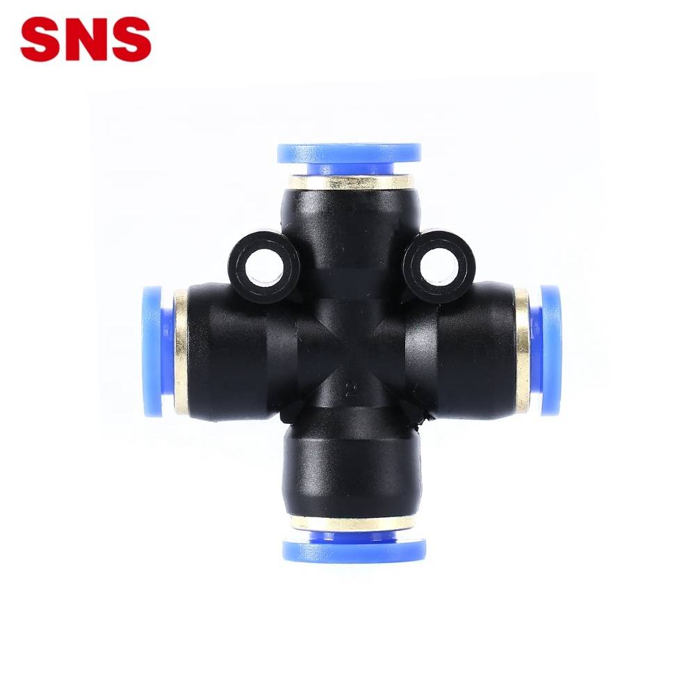 Ltd SNS SPXL-1/4 Union Cross Type Plastic Push to Quick Connect Tube Fitting China SNS pneumatic Co 