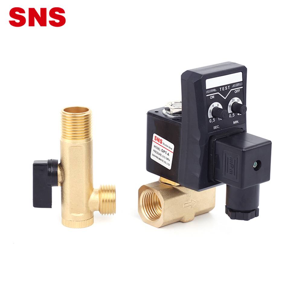 China Wholesale 1/2 Inch Solenoid Valve Manufacturers - SNS pneumatic OPT Series brass automatic water drain solenoid valve with timer – SNS