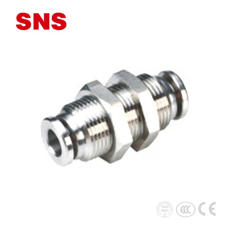 SNS BKC-PM pneumatic stainless steel bulkhead union connector stainless steel pipe fitting