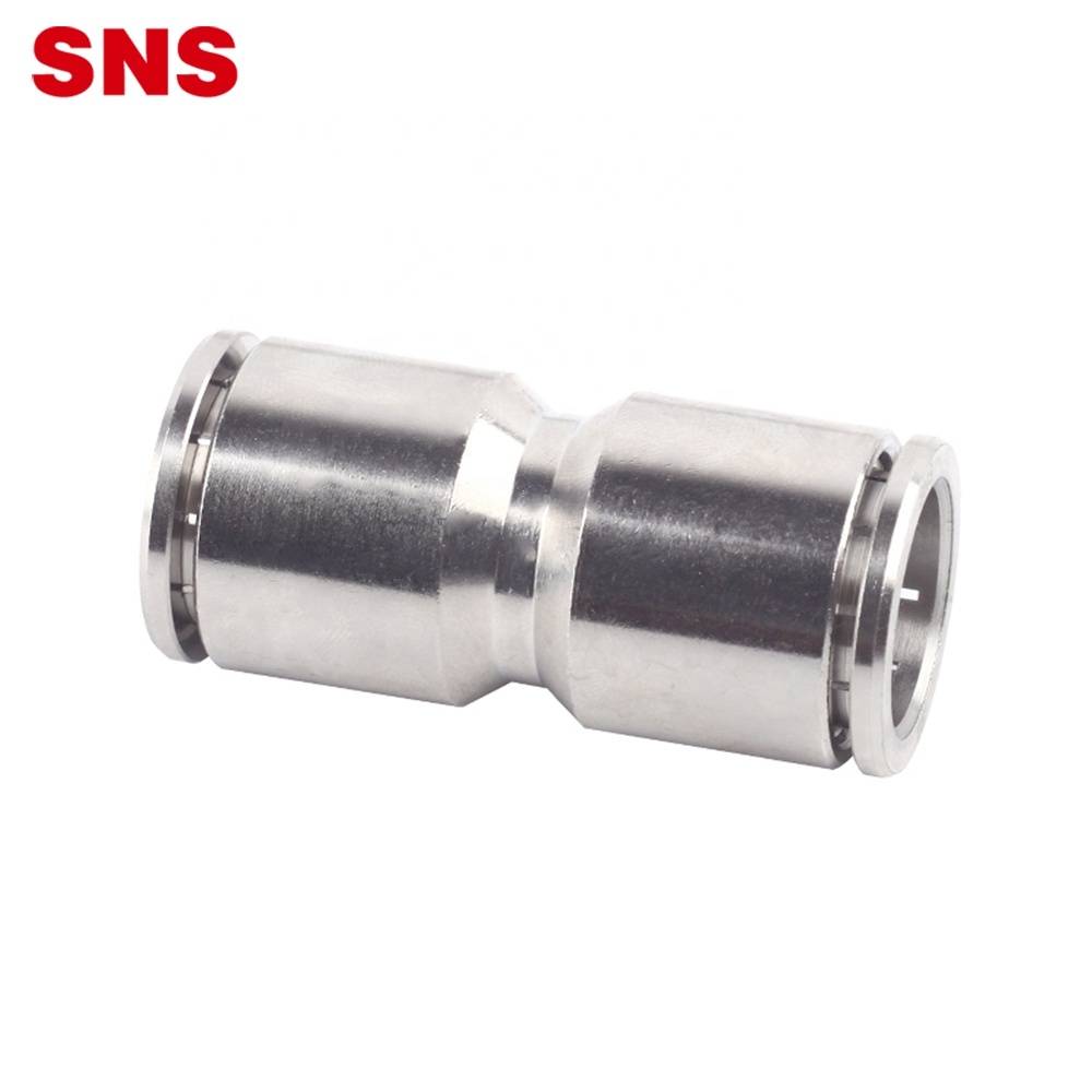SNS JPU Series on touch nickel-plated brass union straight quick connect metal fitting pneumatic connector for air hose tube