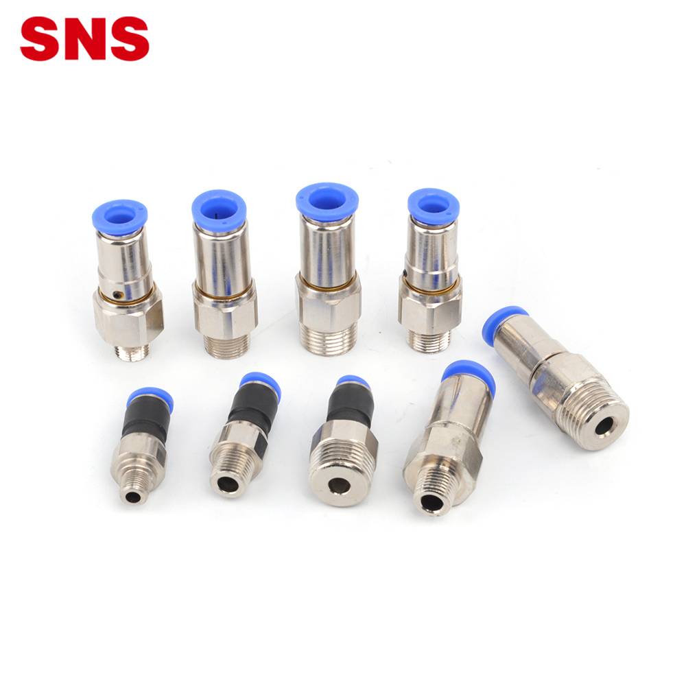 SNS NRC Series pneumatic male threaded rotary tube connector rotating pipe fitting
