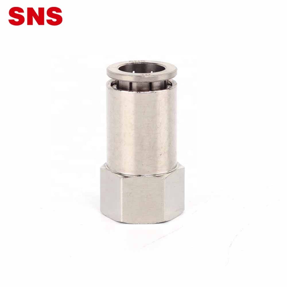 SNS JPCF Series one touch female thread straight air hose tube connector nickel plated whole brass pneumatic quick fitting