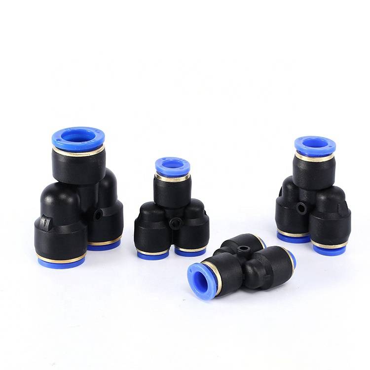 SNS SPN Series one touch 3 way reducing air hose tube connector plastic Y type pneumatic quick fitting