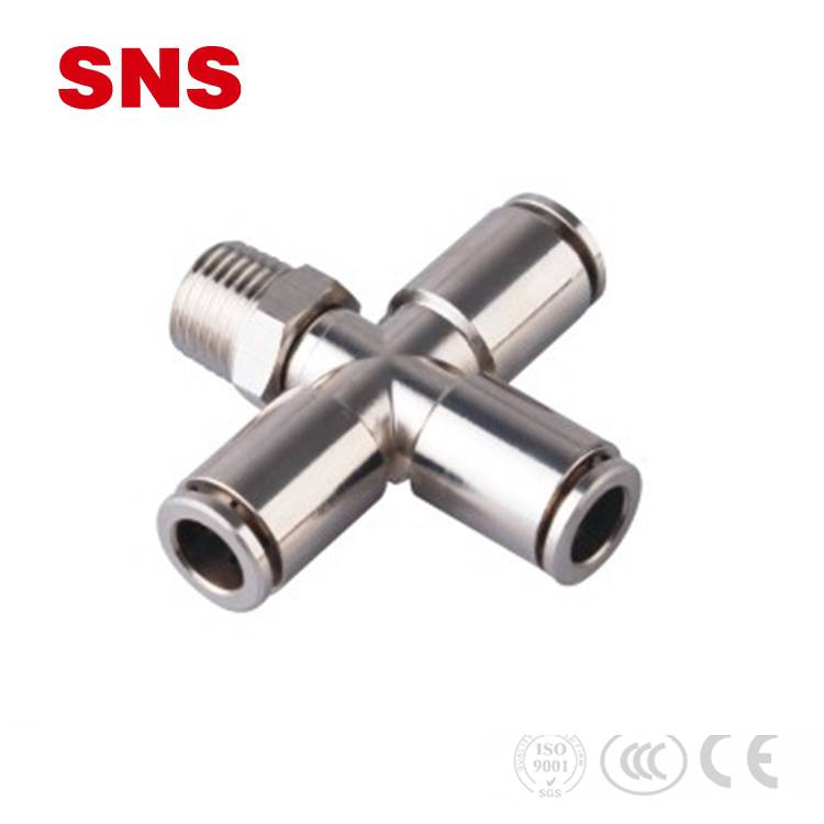 China Wholesale Push Fitting Manufacturers - SNS JPXC series wholesale metal pneumatic male threaded brass cross fitting – SNS