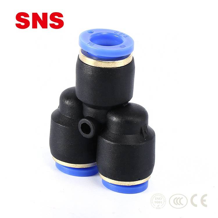 China Wholesale Male Straight Fitting Manufacturers - SNS SPN Series one touch 3 way reducing air hose tube connector plastic Y type pneumatic quick fitting – SNS