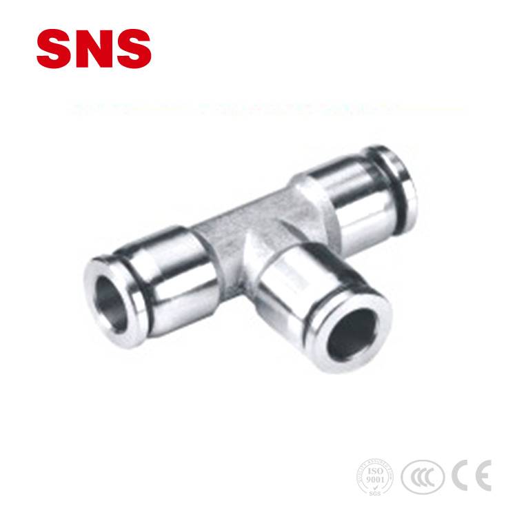 SNS BKC-PE Series stainless steel reducing tee air fitting union t type pneumatic fitting