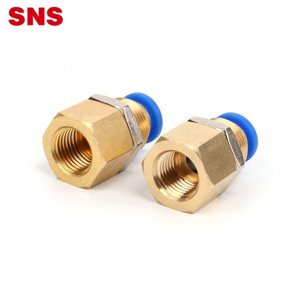 SNS SPMF Series one touch air hose tube quick connector female thread straight pneumatic brass bulkhead fitting