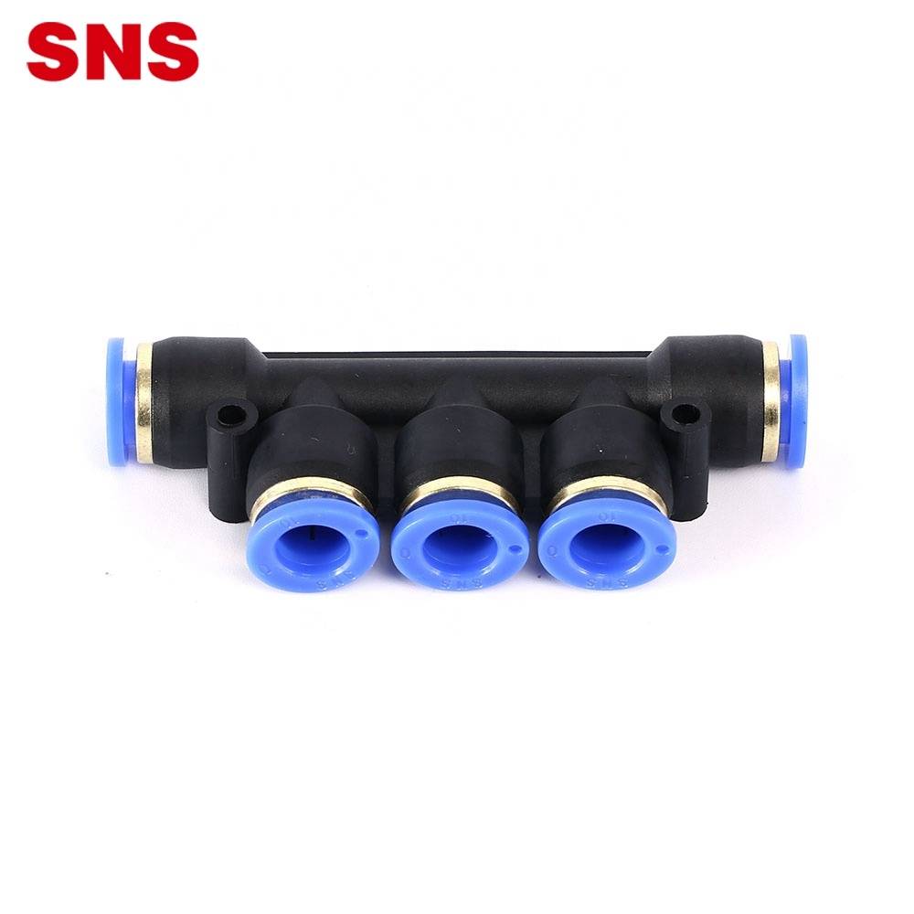 China Wholesale Push To Connect Fitting Pricelist - SNS SPW Series push in connect triple branch union plastic air hose pu tube connector manifold union pneumatic 5 way fitting – SNS
