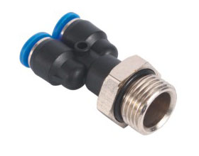 SNS SPX-G Series one touch 3 way Y type tee male thread air hose tube connector plastic pneumatic quick fitting