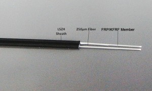 GJXFH-2B6 FTTH Drop Cable 2C FRP Member Flat Fiber Optic Drop Cable Black LSZH Jacket