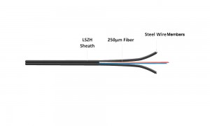 GJXH-2B6 FTTH Flat Drop Cable Steel-wire Member LSZH ජැකට් 1F/2F/4F විකල්පමය