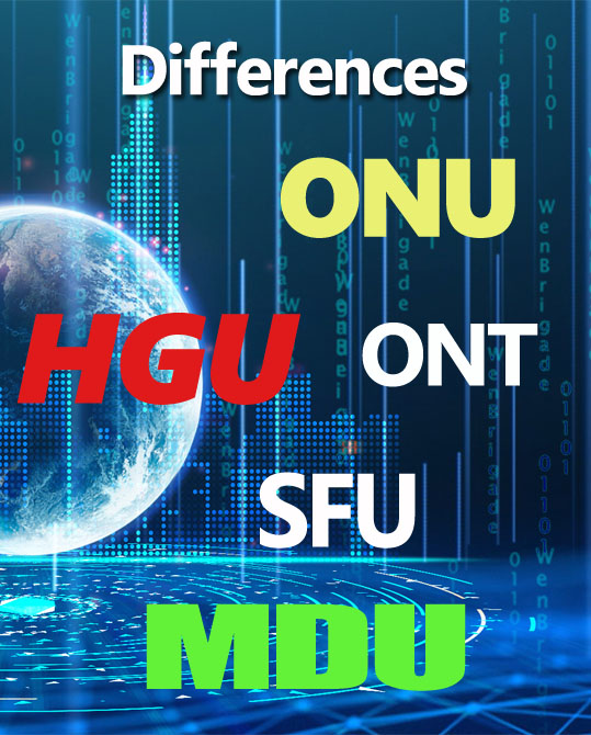 What is the difference between ONU, ONT, SFU, HGU?