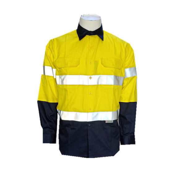 Rsa Workwear - Long Sleeve Work Wear Safety Hi Vis Reflective Stripe Shirt – Hantex