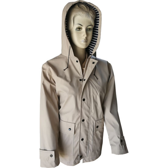 OEM manufacturer Modest Clothing For Women - PU Leather Rain Jacket for Women, with Water Resistant and with Linning to Keep Body Warmer – Hantex