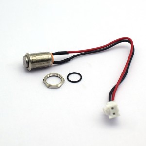 12V metal button switch mounting aperture 12mm with red and black harness 10cm
