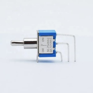 90 degree 3 way on-off-on momentary blue toggle switch
