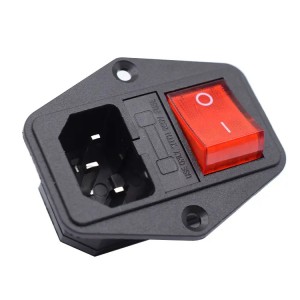 DB-14 panel mount fuse rocker switch female 250V AC power socket connector support customization