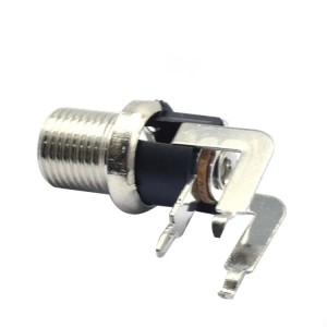 thread head copper DC025 3 pin 90 degree plug-in bending DC power socket connector