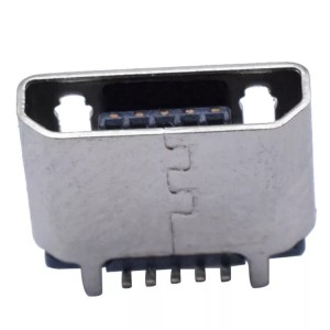 high life temperature resistant micro 180 degree vertical 5p patch straight edge micro usb socket connector female
