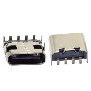 usb type c 6pin female connnecror terminal chip four legs 6.8 plug-in board power socket