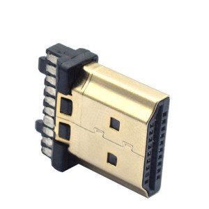 20 Pin HD Multimedia Gold Plated Type A H-D-M-I Male Socket Double Buckle Post usb Connector Male For wire soldering