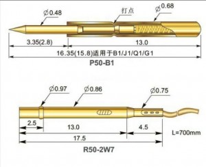 Pogo Pin P11/P038/P048/P058/P50/P75/P100/P125/P160 Test Probe pin and receptacle used in machine