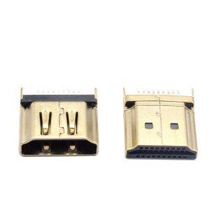 Gold Plated 19pin HD Multimedia Interface Female Socket H-D-M-I Connector for 1.6mm PCB