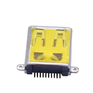 micro female H-D-M-I connector 19Pin Insert front and stick back double row horizontal SMT