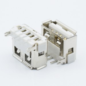 USB 10.0 connector 6.3 wire edge Type A female connector 4 pin 10.0 short body white plastic curling USB connector