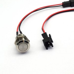Metal Push Button Switch 12mm With Terminal Cable Hot Melt Adhesive 2 Pin Customization