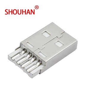 20.6mm USB 2.0 4 Pin A Type Male Plug SMT Weldable Wire Male USB Connector for USB Cable