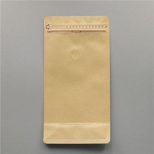 Hot Sale Custom Kraft Paper Bottom Pouch Flat Bottom Coffee Bag With Valve