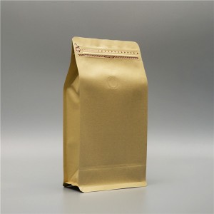 Hot Sale Custom Kraft Paper Bottom Pouch Flat Bottom Coffee Bag With Valve