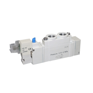 Two-position five-way solenoid valve with low power consumption