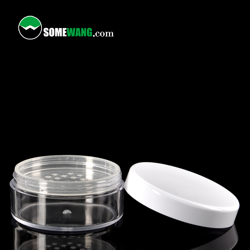 SOMEWANG 24g Clear Empty Loose Powder Container Round Makeup Box Reusable Plastic Jar Travel Size