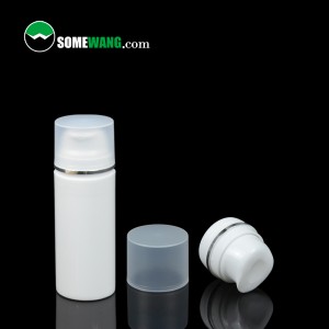 Wholesale free sample 30ml/50ml/80ml/100ml/120ml/150ml white body cosmetic pp stock goods airless pump bottle airless lotion pump bottle