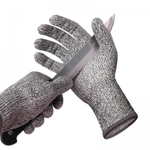 Устойчивые к порезам перчатки EN388 HPPE с защитой от порезов, уровень 5, пищевой класс, защитные перчатки для рук серого цвета