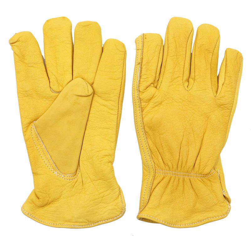 Warm Custom Logo Cow Split Yellow Garden Farm Outdoor Welding Work Safety Leather Gloves