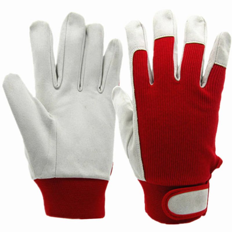 Safety Gloves Men Women Red Sheepskin Soft Driving Cut Resistant Leather Working Gardening Gloves