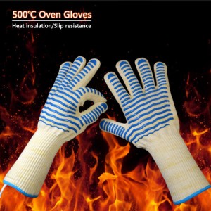 Long silicone protection heat resistant insulation hot Outdoor barbecue Mitts microwave BBQ oven gloves