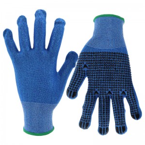 Anti Cut Resistant Gloves Protection အလုပ်လုပ်သော HPPE Level 5 Silicone Dotted Safety Security အလုပ်သမား