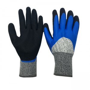 Заштитни заштитни ракавици со одличен зафат HPPE Конструкција од стаклени влакна Отпорна на сечење Нитрилен слој 5