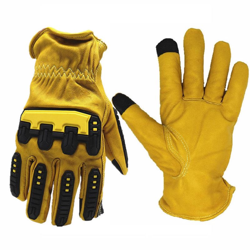 Leather Welding Gloves For Working High Quality Heavy Duty Industrial TPR Anti Impact Cut Resistant Safety