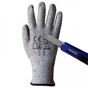 Schnittfeste Handschuhe HPPE En388 Glasgartenschutz, Schnittschutz, Stufe 5, PU-beschichtet, Sicherheit bei Bauarbeiten