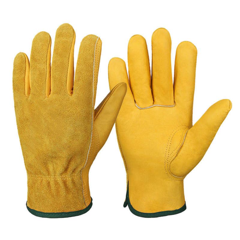 2022 Driving Sport Safety Mechanic Working Glove Yellow White Leather  Industrial Work Gloves Men Wholesale - AliExpress