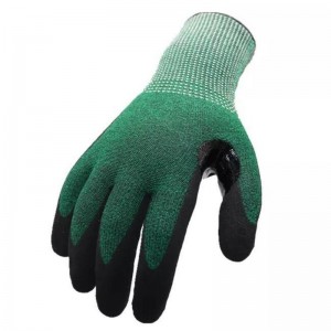 Bezpieczne, odporne na przecięcie rękawice robocze, niestandardowe, zielone, dostosowane do indywidualnych potrzeb, unisex rękawice dłoniowe powlekane nitrylem HPPE